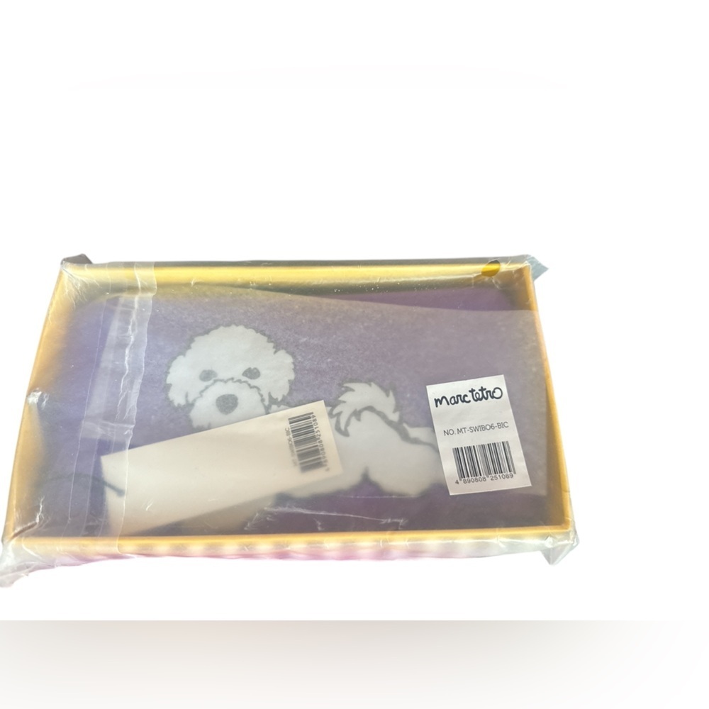 Marc Tetro Bichon Frise long‎ zip wallet Purple NWT vegan leather